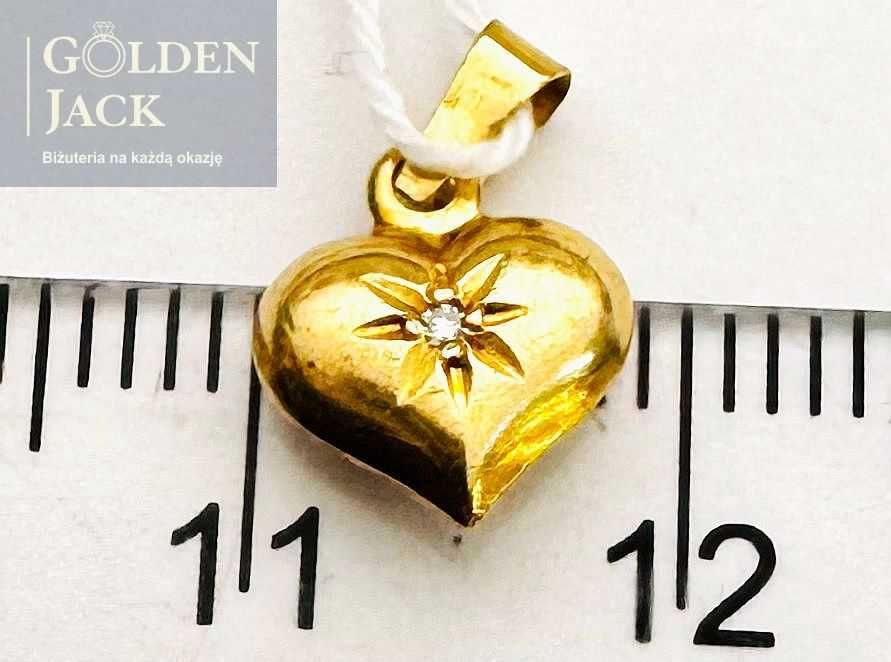 Złota zawieszka wisiorek Serce z cyrkonią złoto pr. 585 waga 0,5 g