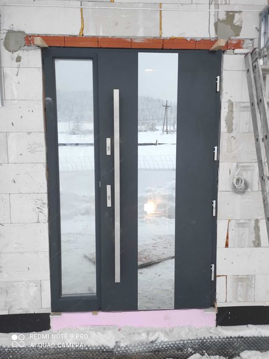 Drzwi zewnętrzne drewniane dębowe ciepłe monta/dowoz