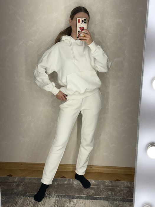 Білий флісовмй костюм жіночий XS/S INSPO (Fashionista) худі флісове
