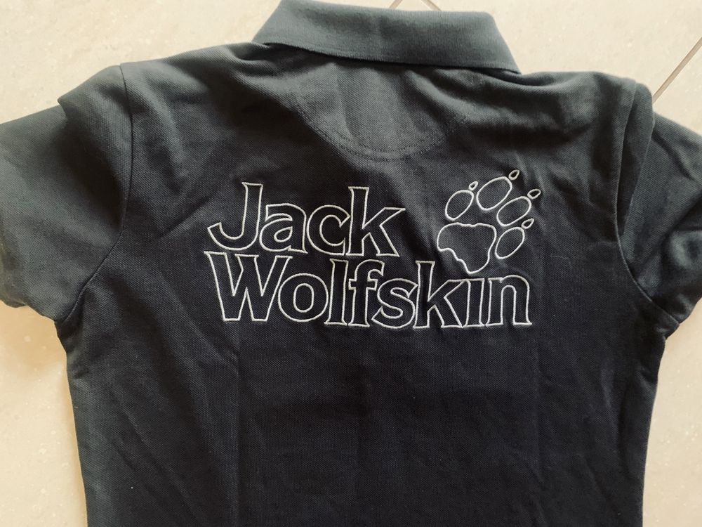 Jack Wolfskin damska grafit koszulka polo r. M/ L bawełna, logowana