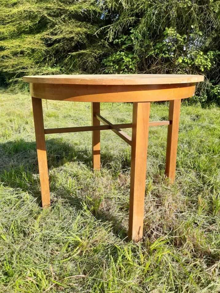 Stół okrągły drewniany stary PRL retro antyk vintage