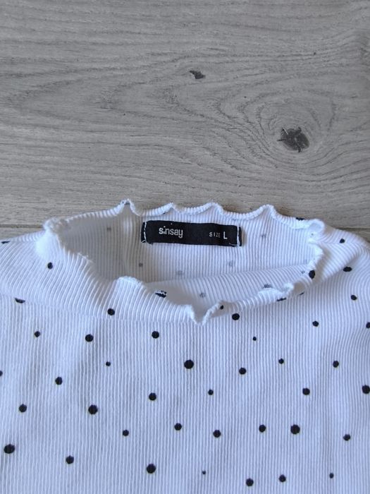 Sinsay koszulka bluzka t-shirt biała kropki  rozmiar L dziecięce 10-12