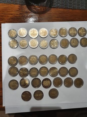 Monety 2 euro 45 sztuk każda inna