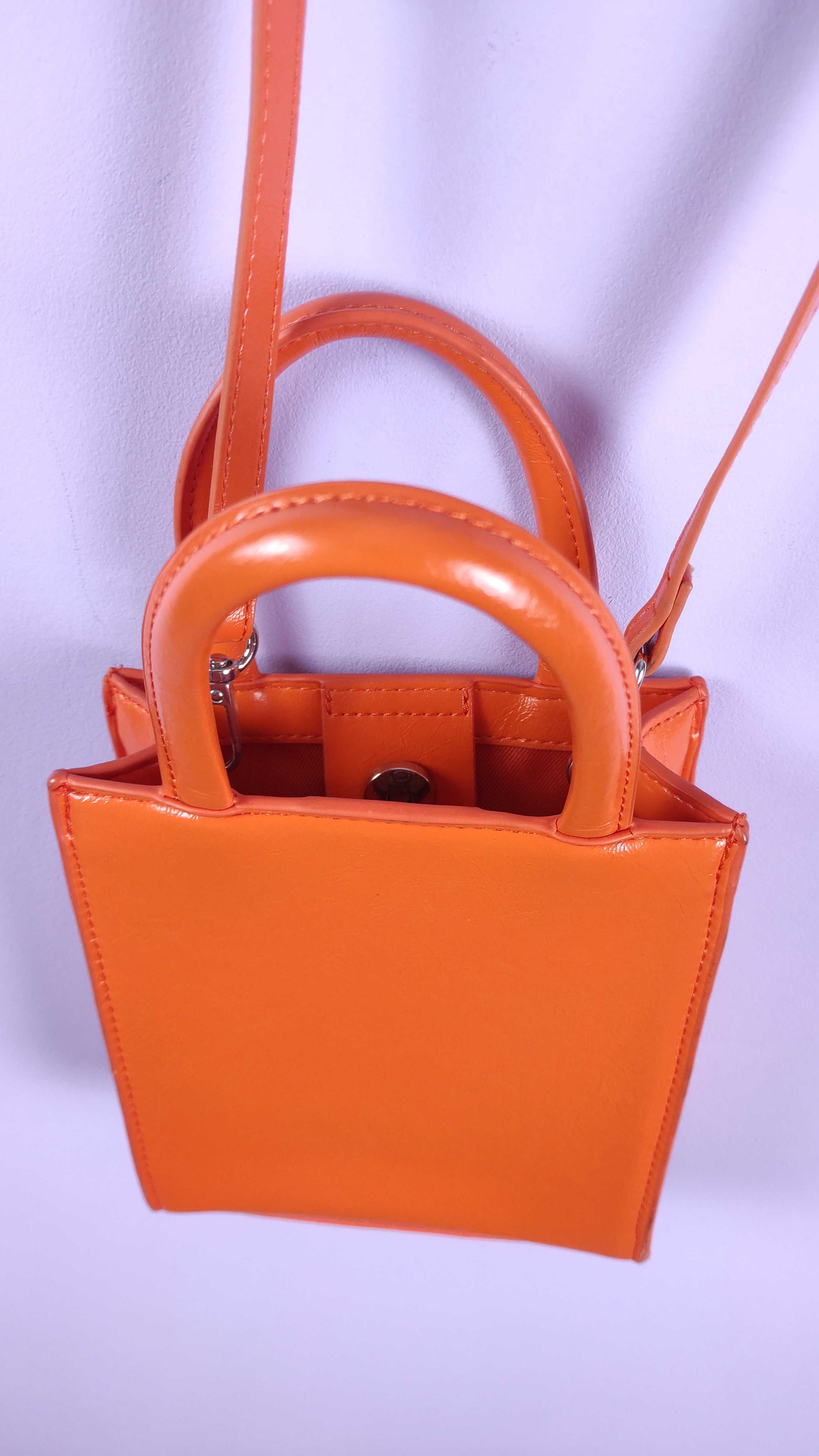 Mango mini torebka lakierowana pomarańczowa listonoszka crossbody