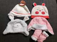 zestaw CZAPECZEK, czapka zimowa dla dziewczynki 6-12 miesięcy, ubranka
