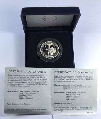 100 escudos Restauração de Portugal Prata Proof