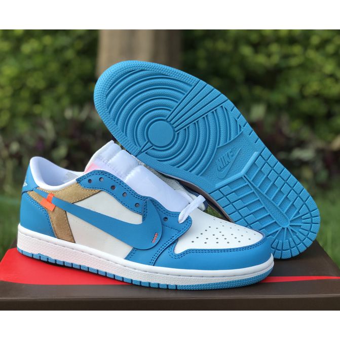 Кросівки Travis Scott Nike Air Jordan 1 Low Джордан голубі AJ1 Тревис