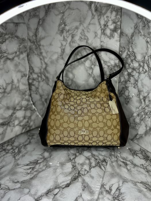 Сумка кожа и ткань Coach оригинал размер средний