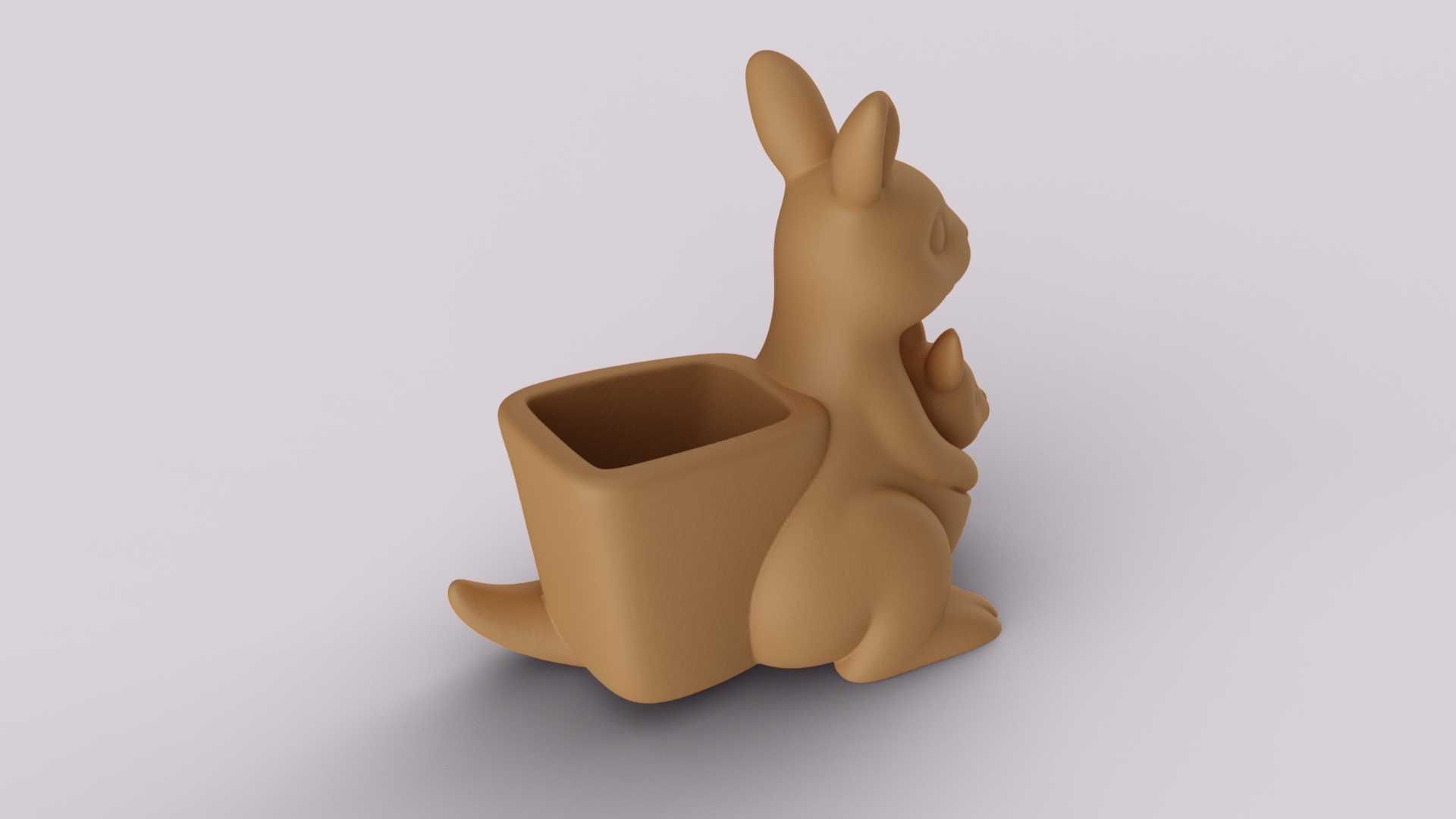 Vaso/Suporte Canguru Mãe e Filho 3D | Decoração Austrália Fofa
