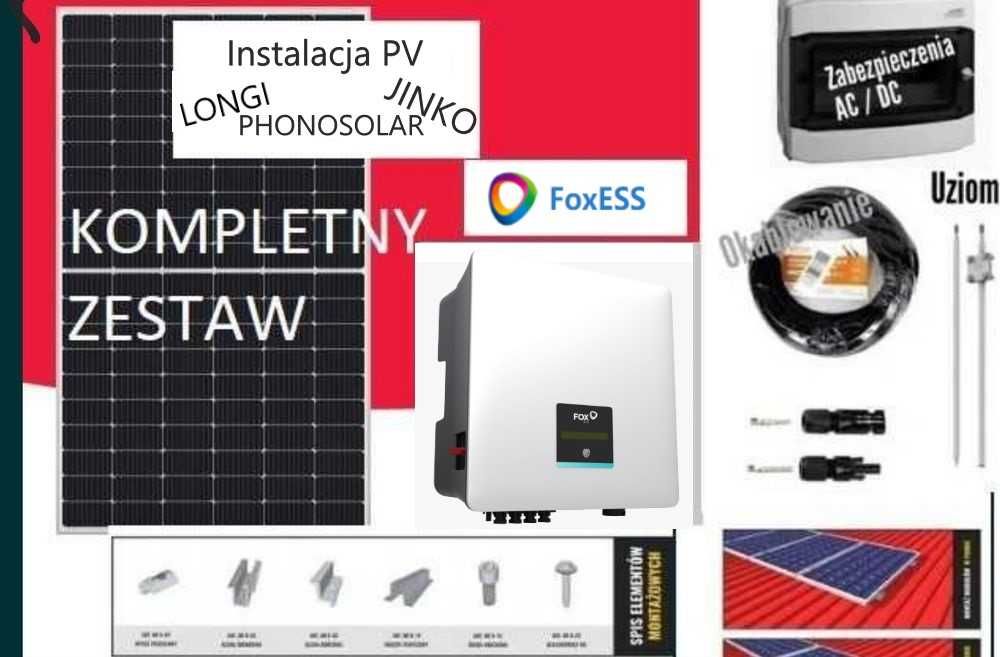 Instalacja fotowoltaiczna 10kWp LONGI/JINKO ZESTAW z konstrukcją DIY