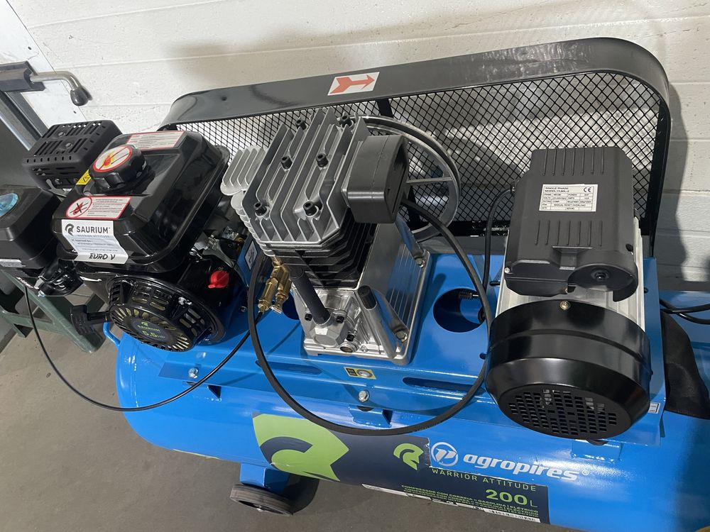 Compressor 200 litros a gasolina e eletrico