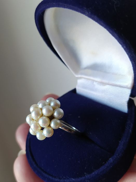 Perły pierścionek perełki srebro 925