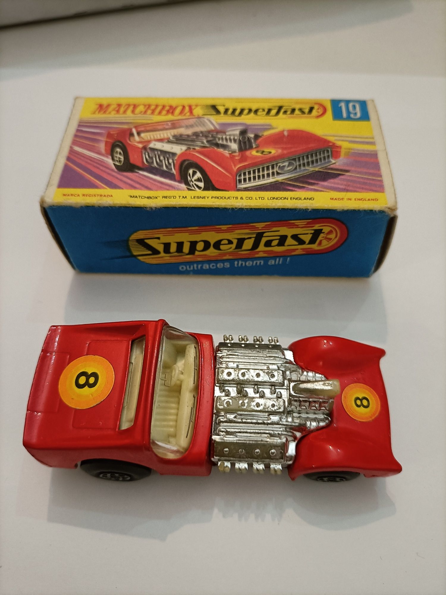 Matchbox Superfast, Road Drasgster, n° 19 de 1970, com caixa reparada