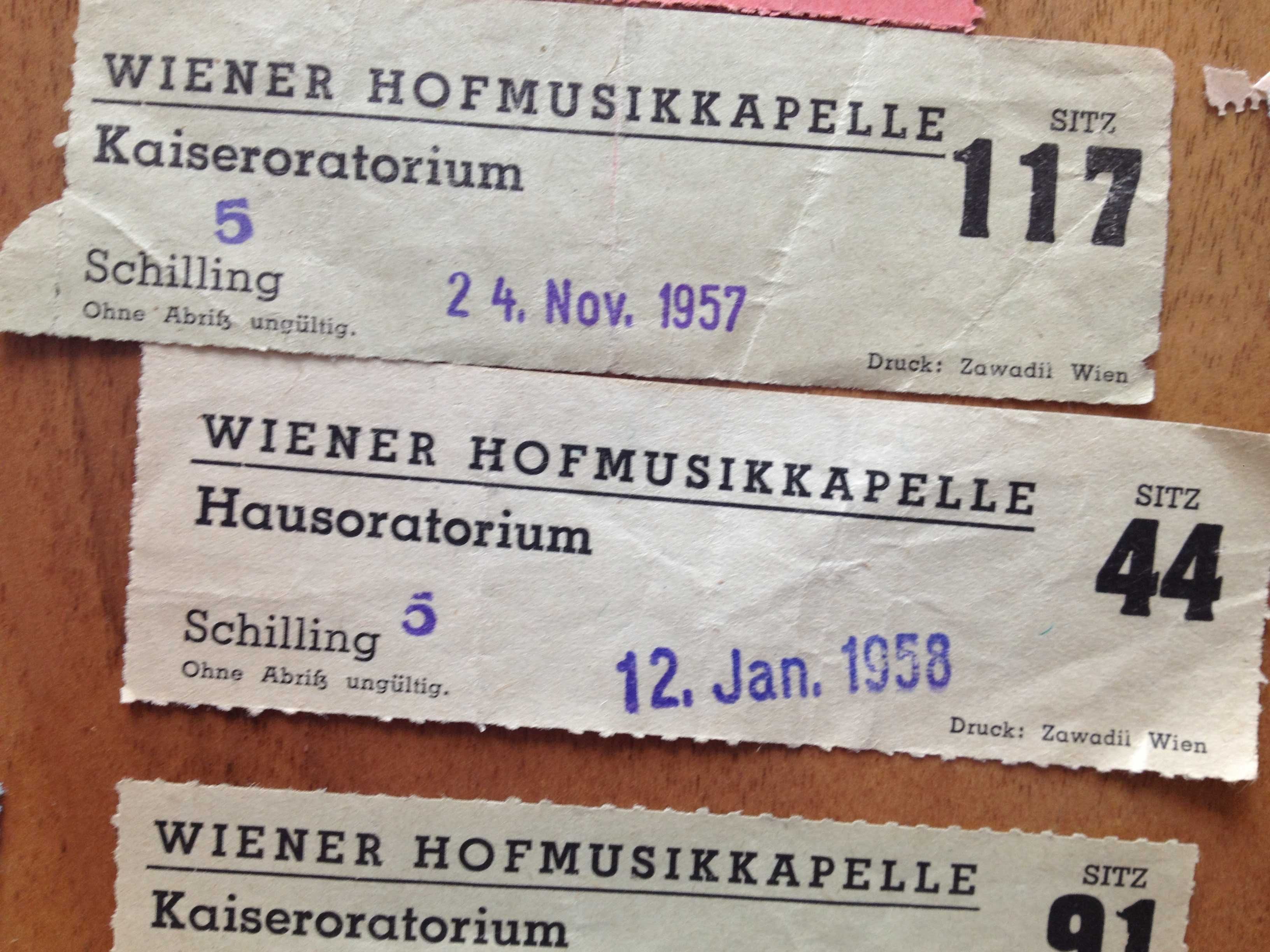 Stare bilety do europejskich teatrów/filharmonii - lata 50-te