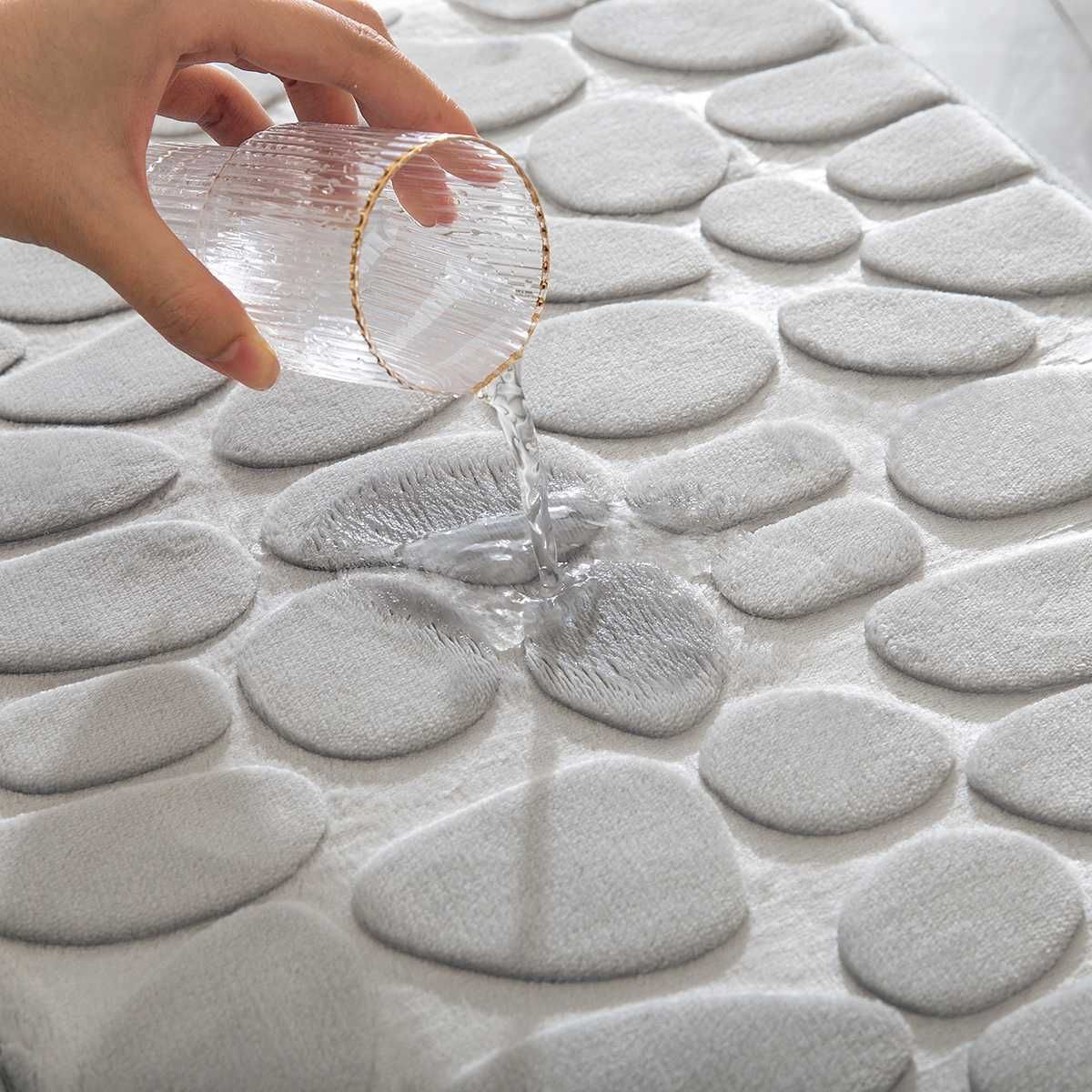 Dywanik łazienkowy antypoślizgowy miękki szary 3D