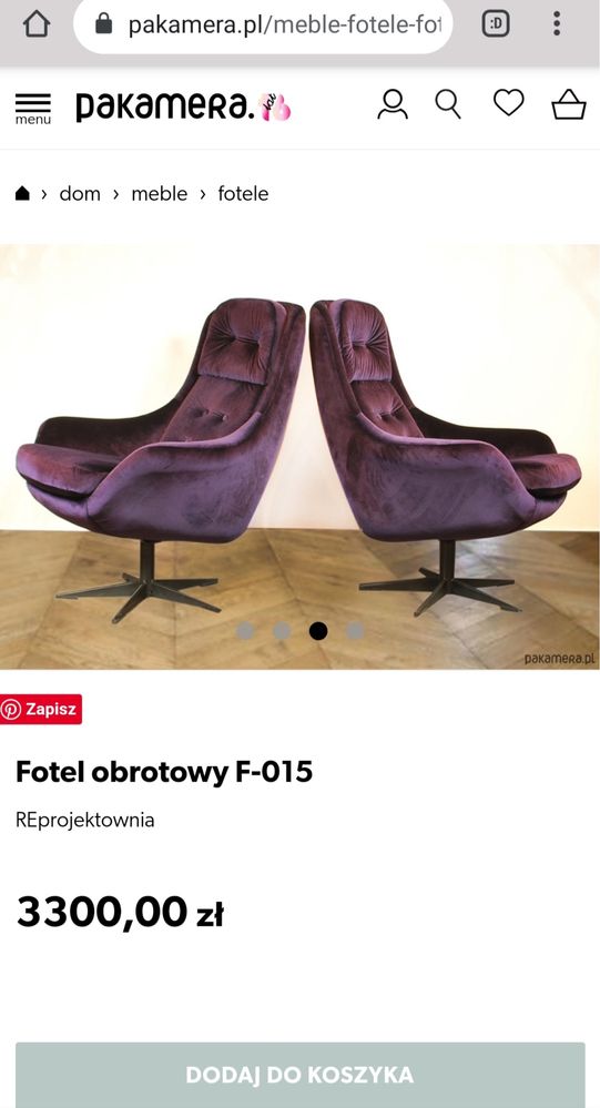 Vintage, Retro, PRL - obrotowy fotel WEGA F-015