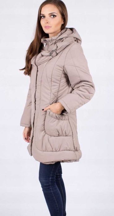 Kurtka zimowa plaszcz bezowy massimo dutti 36 38 s m z kapturem