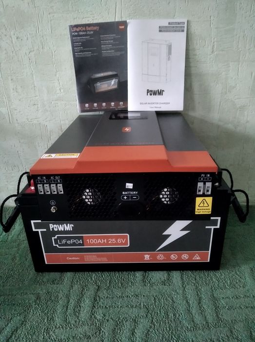 Комплект Гібридний інвертор PowMr 3.2kw 24v + LiFePo4 АКБ 25.6V 100Ah