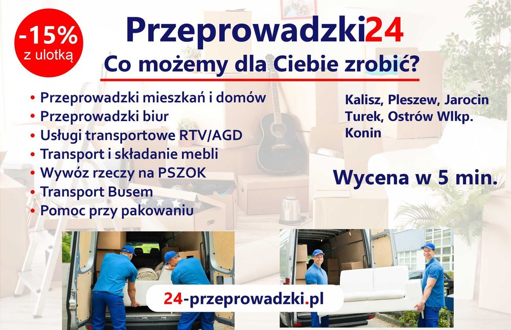 Transport BUS, Przeprowadzki Kalisz, Wywóz mebli, AGD, RTV na PSZOK
