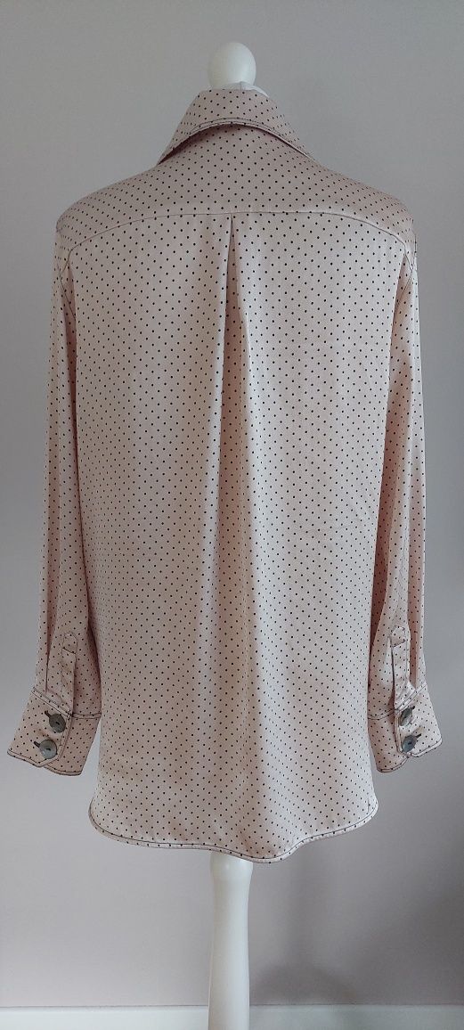Massimo Dutti r.40 jasnoróżowa bluzka w kropki / wiskoza / lejąca