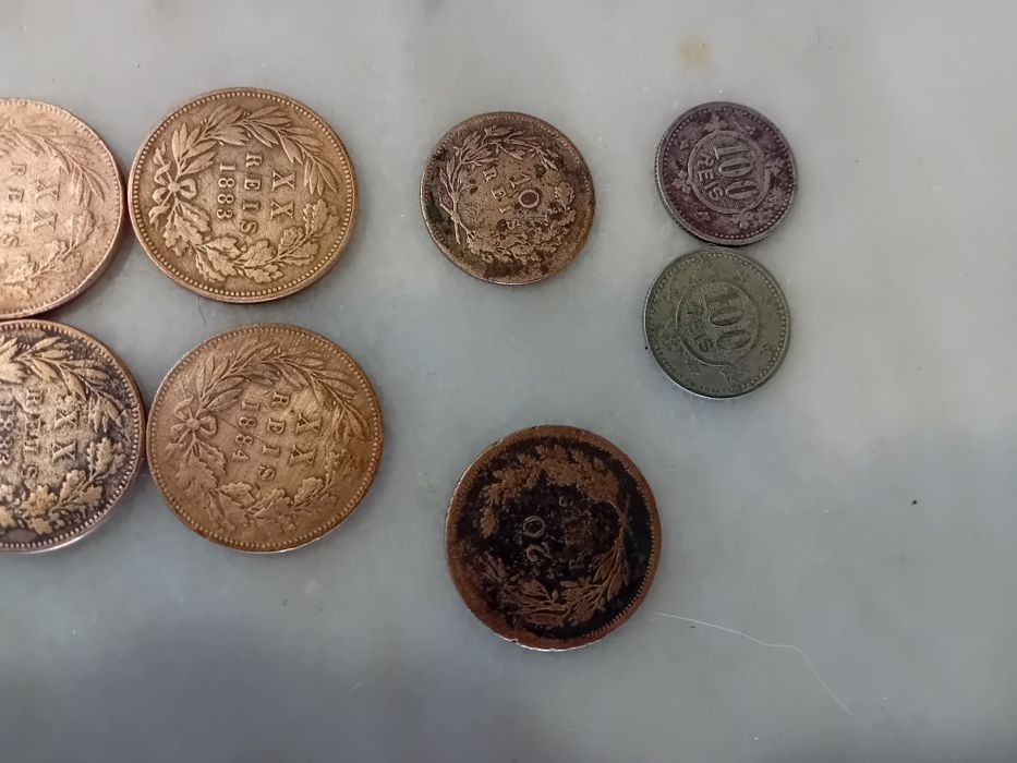 Conjunto de 10 Moedas Antigas Reis