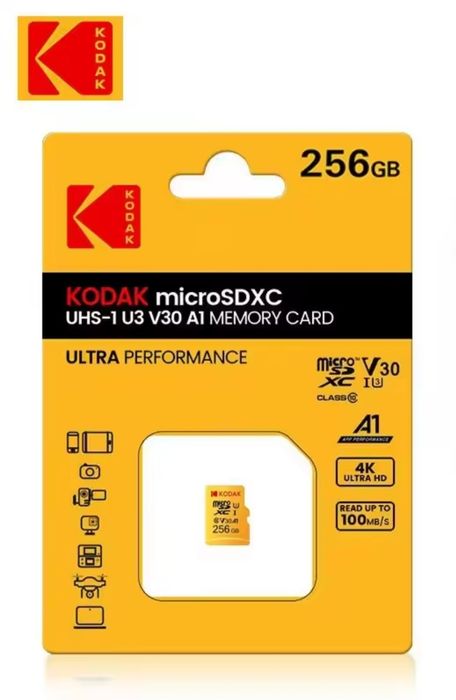 Оригінальні карти пам'яті Kodak microSD 32Gb 64Gb 128Gb 256Gb