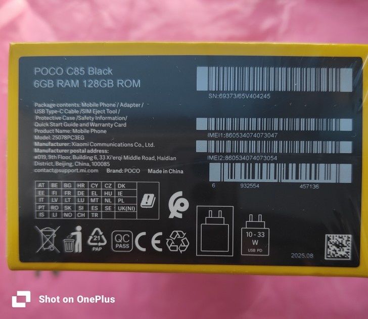 Poco C85 6/128, NFC, Global, 6000 mAh, black.