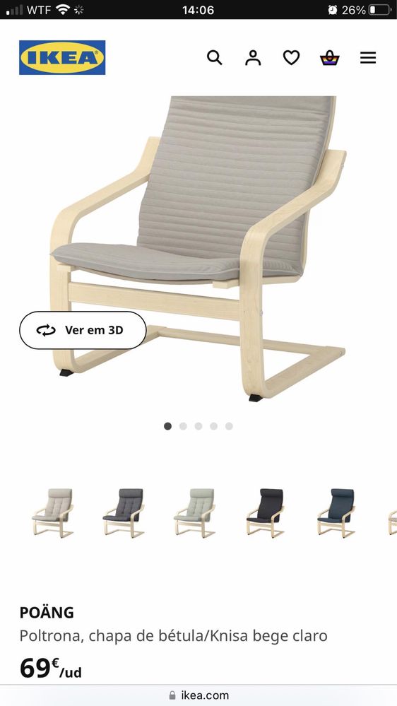 Poltrona preta/cinzenta POANG IKEA