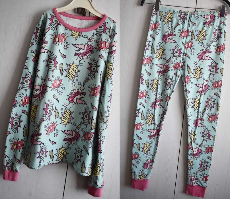 Dwuczęściowa piżama 152 158 bawełniana komplet bluza spodnie ciepła