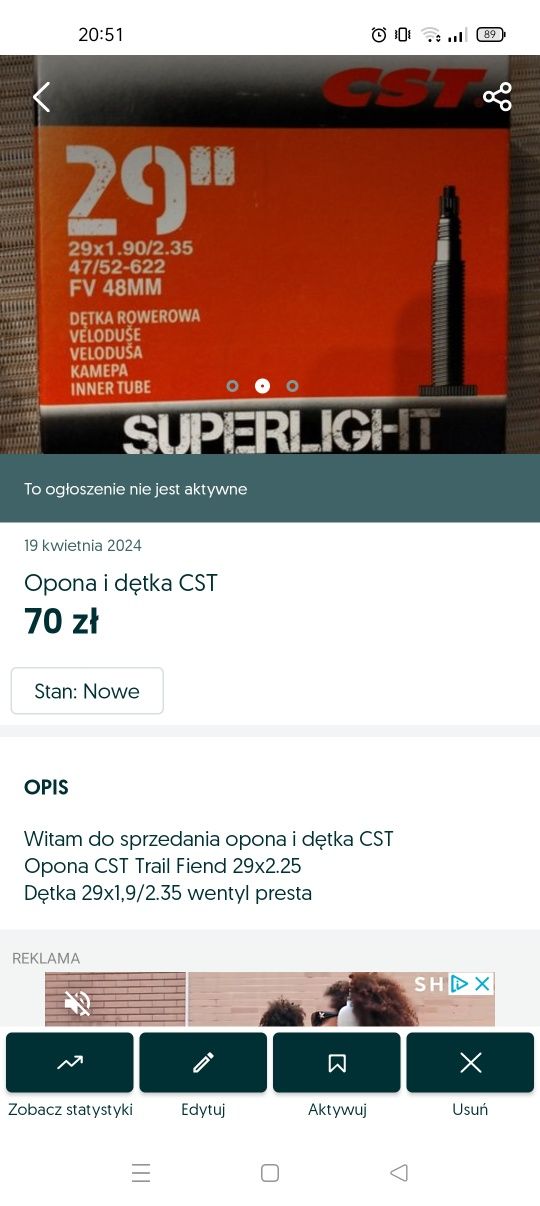 Opona i dętka CST