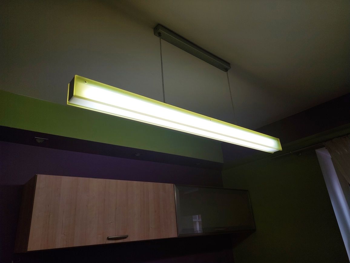 Nowoczesna lampa liniowa wisząca, żyrandol, neon/zielony