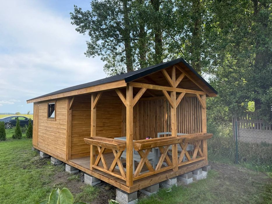 Domek letniskowy, narzędziowy drewniany 7×3 m Montaż w cenie