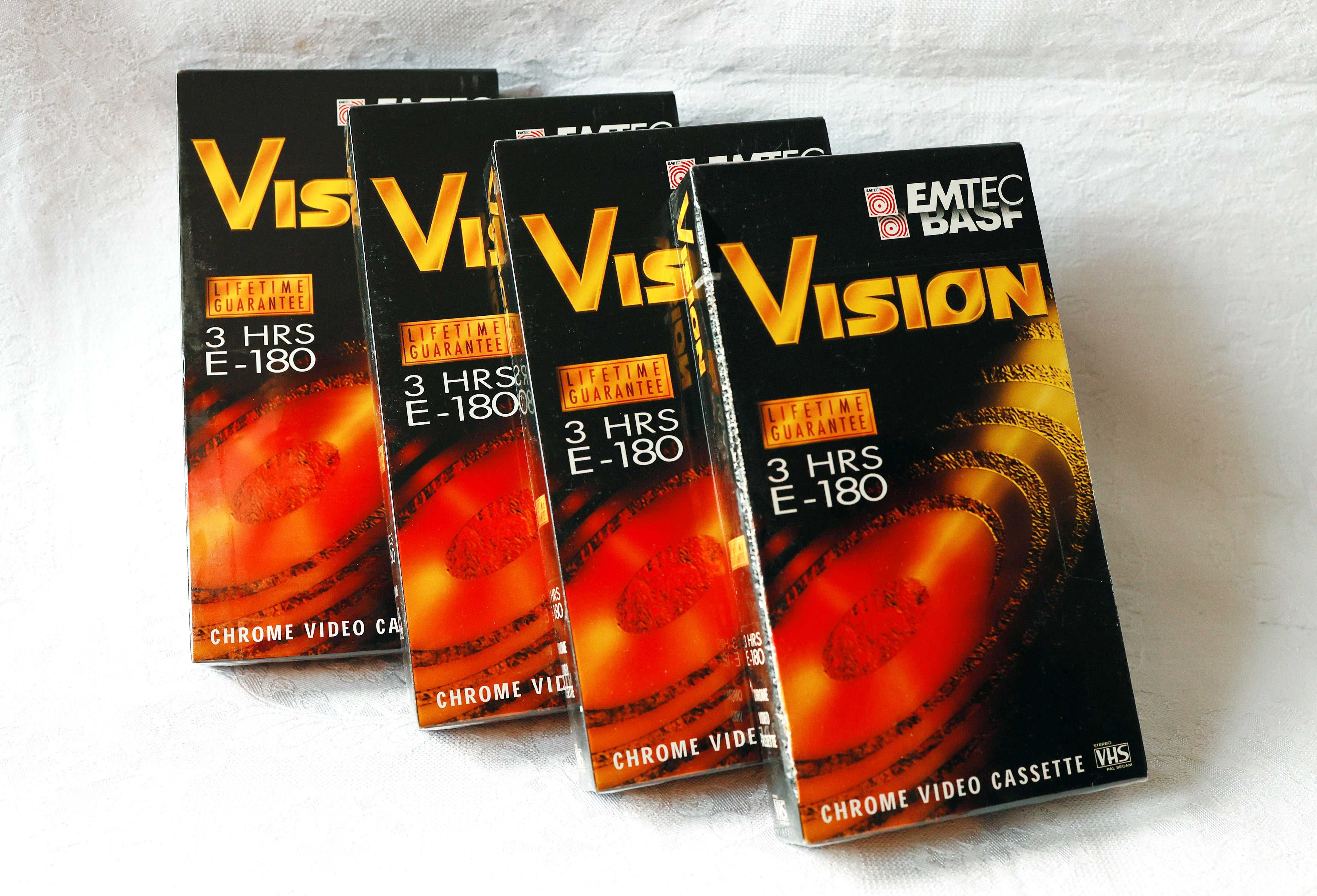 4x Kaseta VHS * BASF/Emtec VISION *E-180* Nowe KASETY stan BDB *Tanio!
