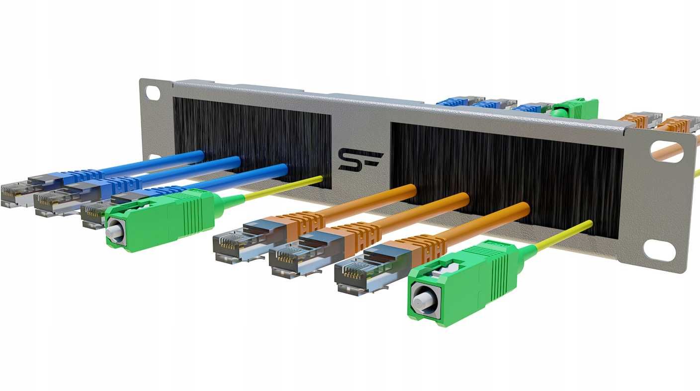 Panel Przelotowy Przepust Kablowy RACK 10" 1U ze Szczotką Stalflex