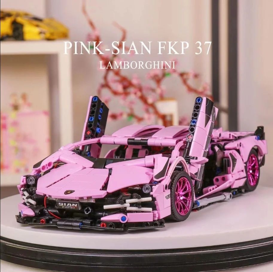Конструктор Lamborghini Pink 1:14 машинка лего 1296 деталей