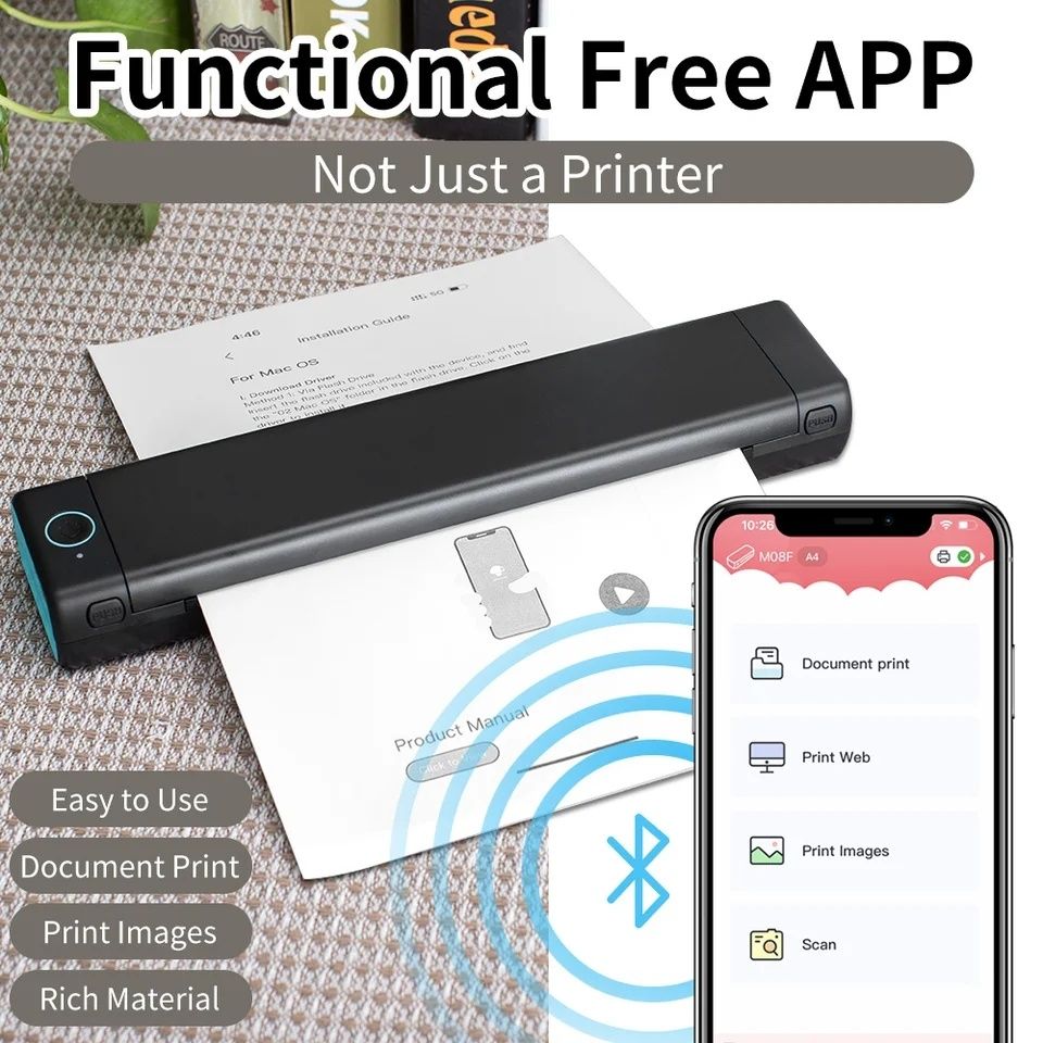 Акція_Термопринтер Phomemo M08F A4 бездротовий Bluetooth татупринтер