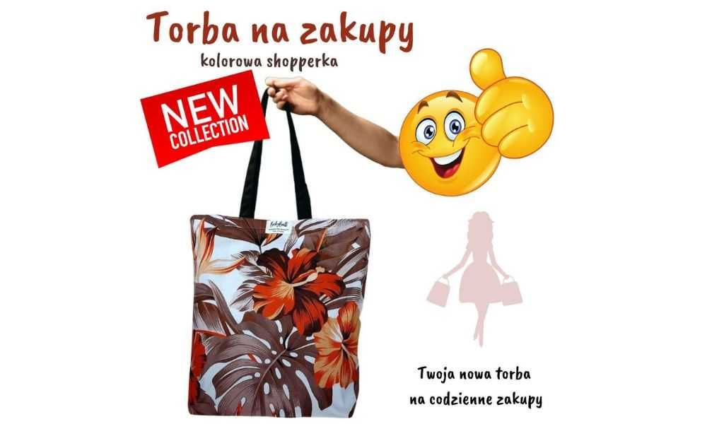 Torba na zakupy bawełniana shopperka kolorowa siatka