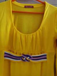 Żółta bluzka damska z długim rękawem