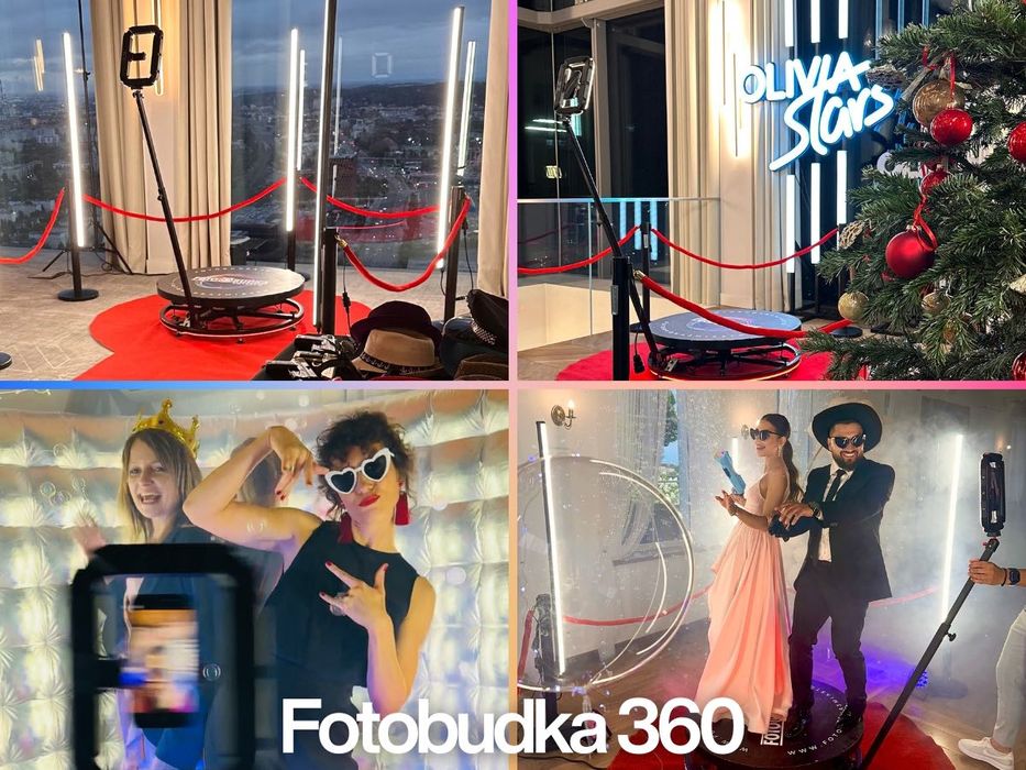 Fotolustro AI, Fotobudka 360, LED 65, Retro, Overhead urodziny wesele