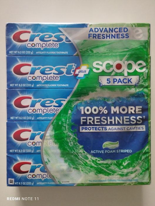 Зубна паста Crest Complete Scope Advanced Freshness блок 5 шт по 232 г