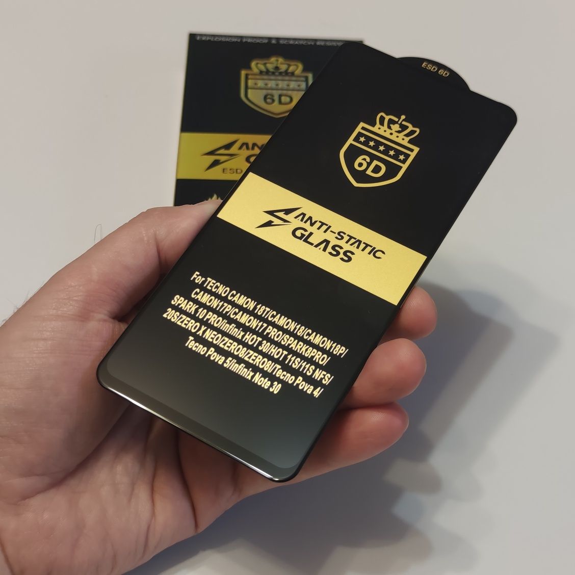 Захисне скло 6D Anti‑Static Glass Tecno Spark Go2025 Infinix HOT 50 5G