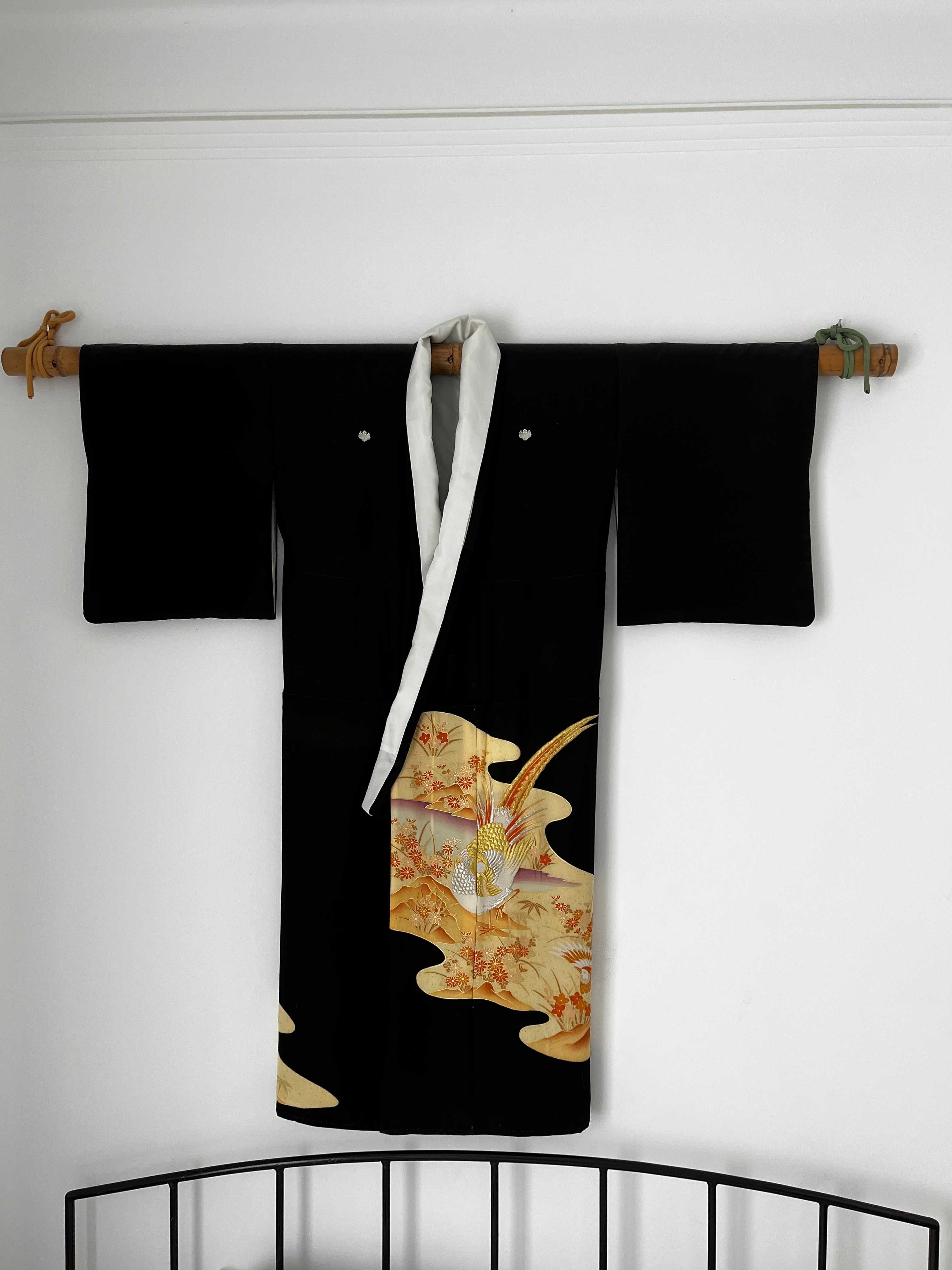 Vintage Japanese Kimono with Family Crest (Kamon)