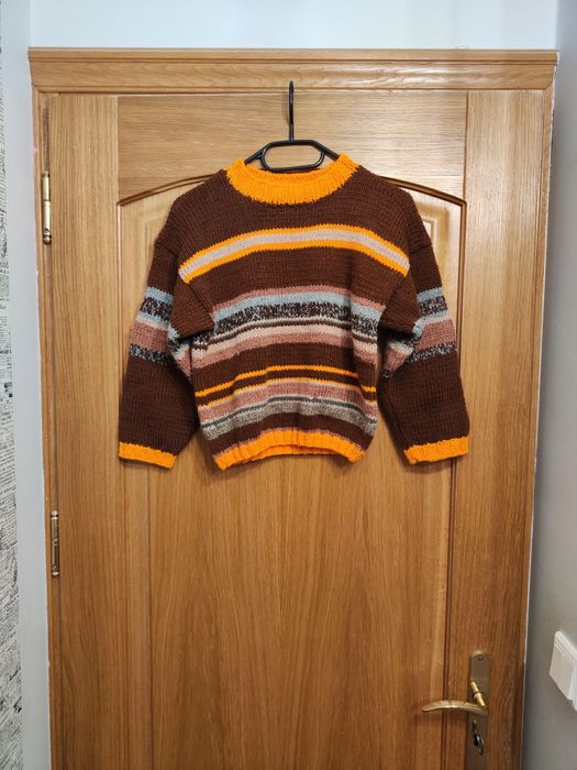 Sweter w paski handmade dla chłopca / uniseks