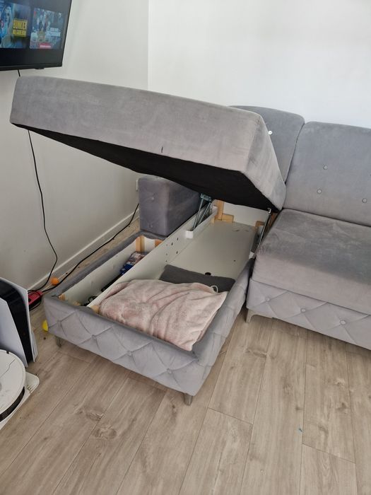 Narożnik kanapa pojemnikiem funkcja spania narożnik