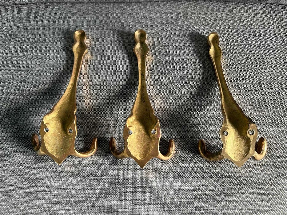 Mosiężne wieszaki, wieszaki z mosiądzu - 3 sztuki