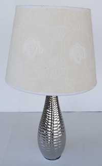 Lampa Ceramiczna Srebrna Powystawowa z Kloszem Nowa