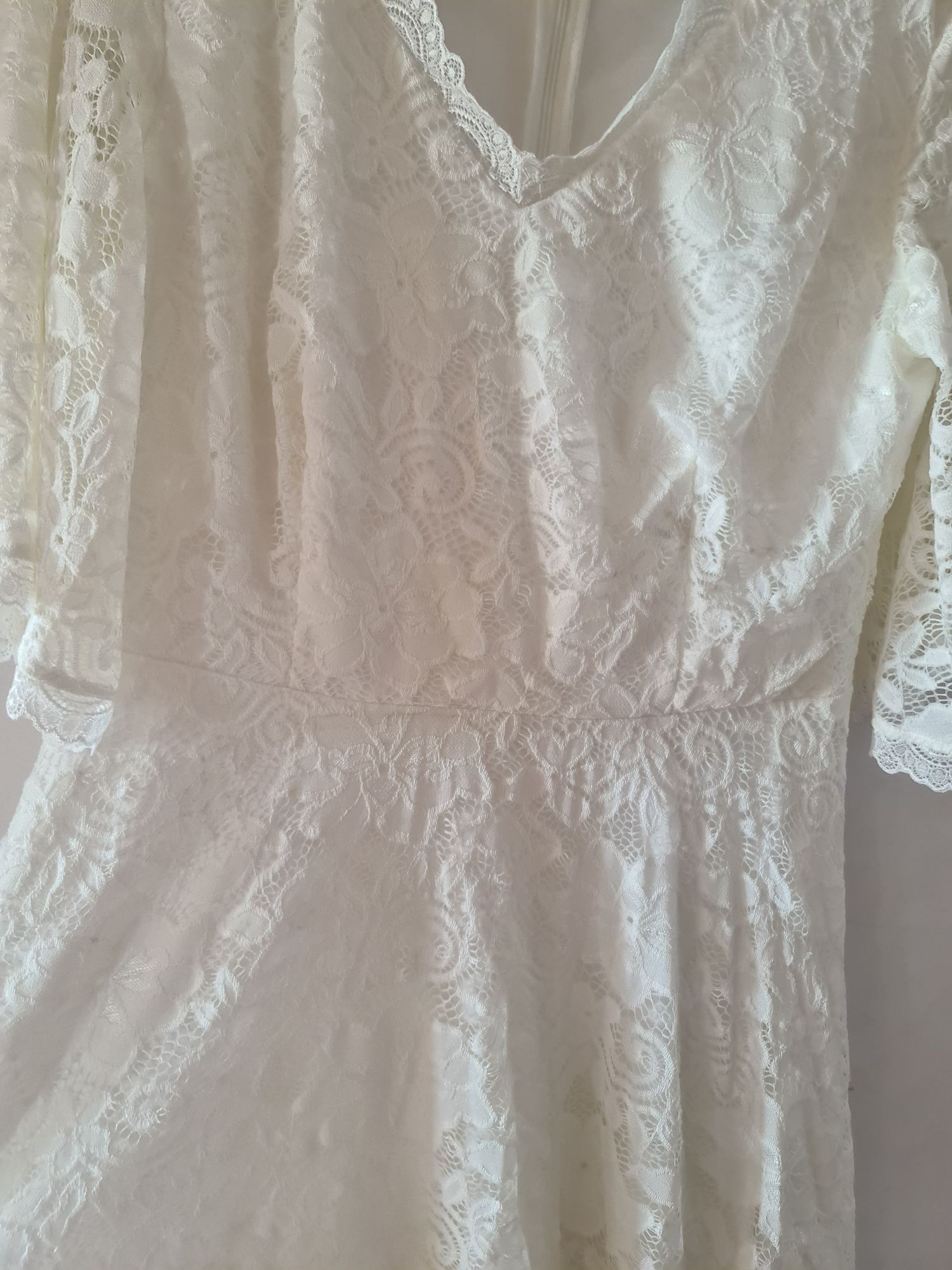 Sukienka Ślubna biała - skromna w koronkę Rozmiar XL - XXL