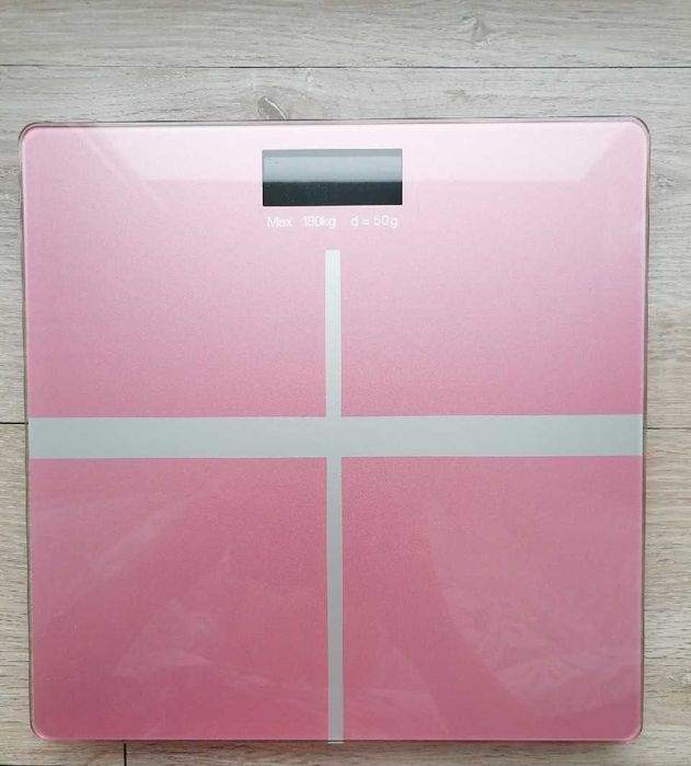WAGA ŁAZIENKOWA Elektroniczna Różowa SZKLANA LCD do 180kg
