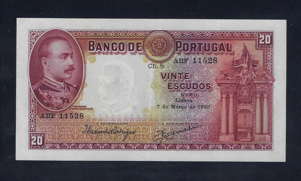 nota PortugalL 20 Escudos 1933 P-143 EF-AUNC