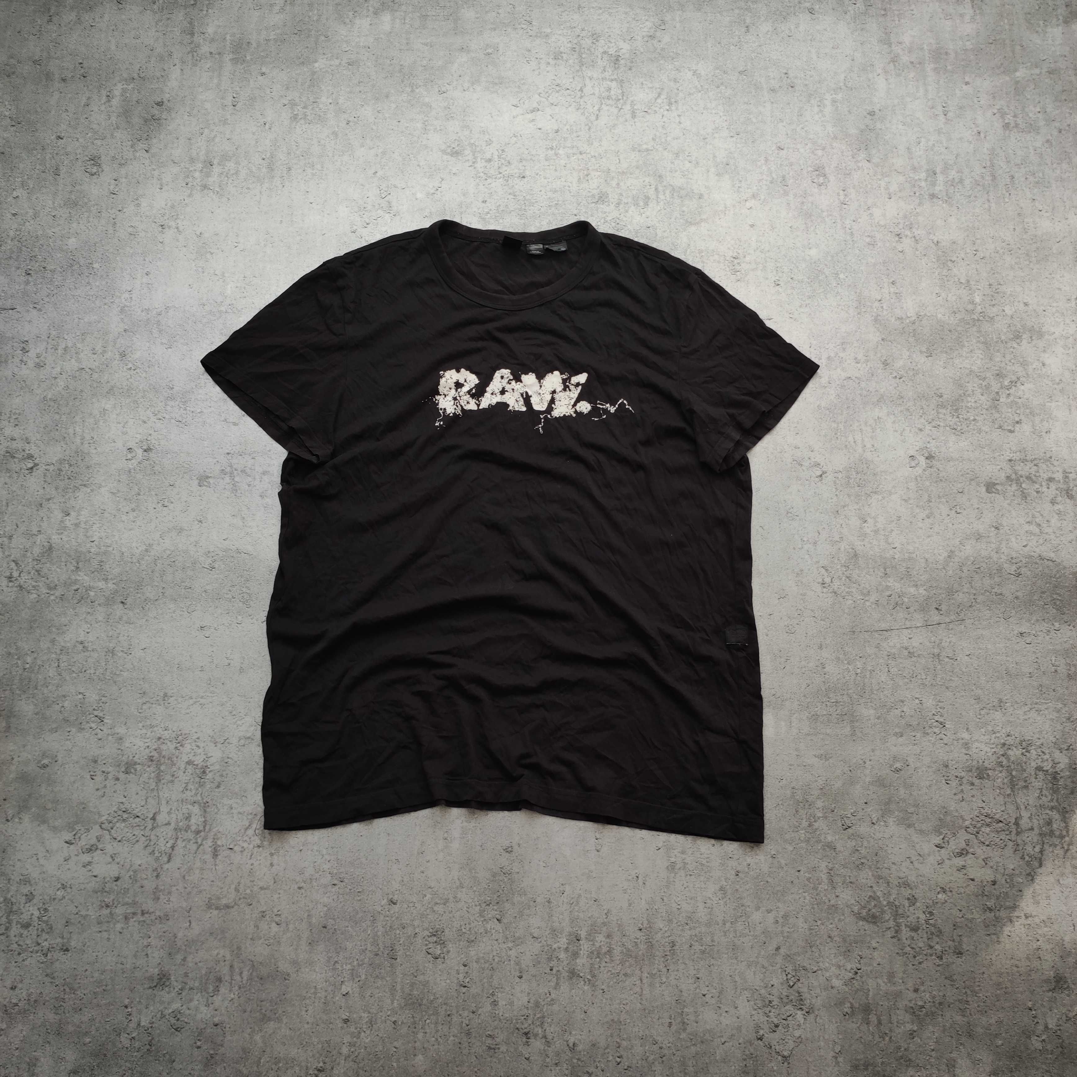 MĘSKA Koszulka PREMIUM Czarna Duże Logo Gstar RAW Bawełna Lekka G-Star